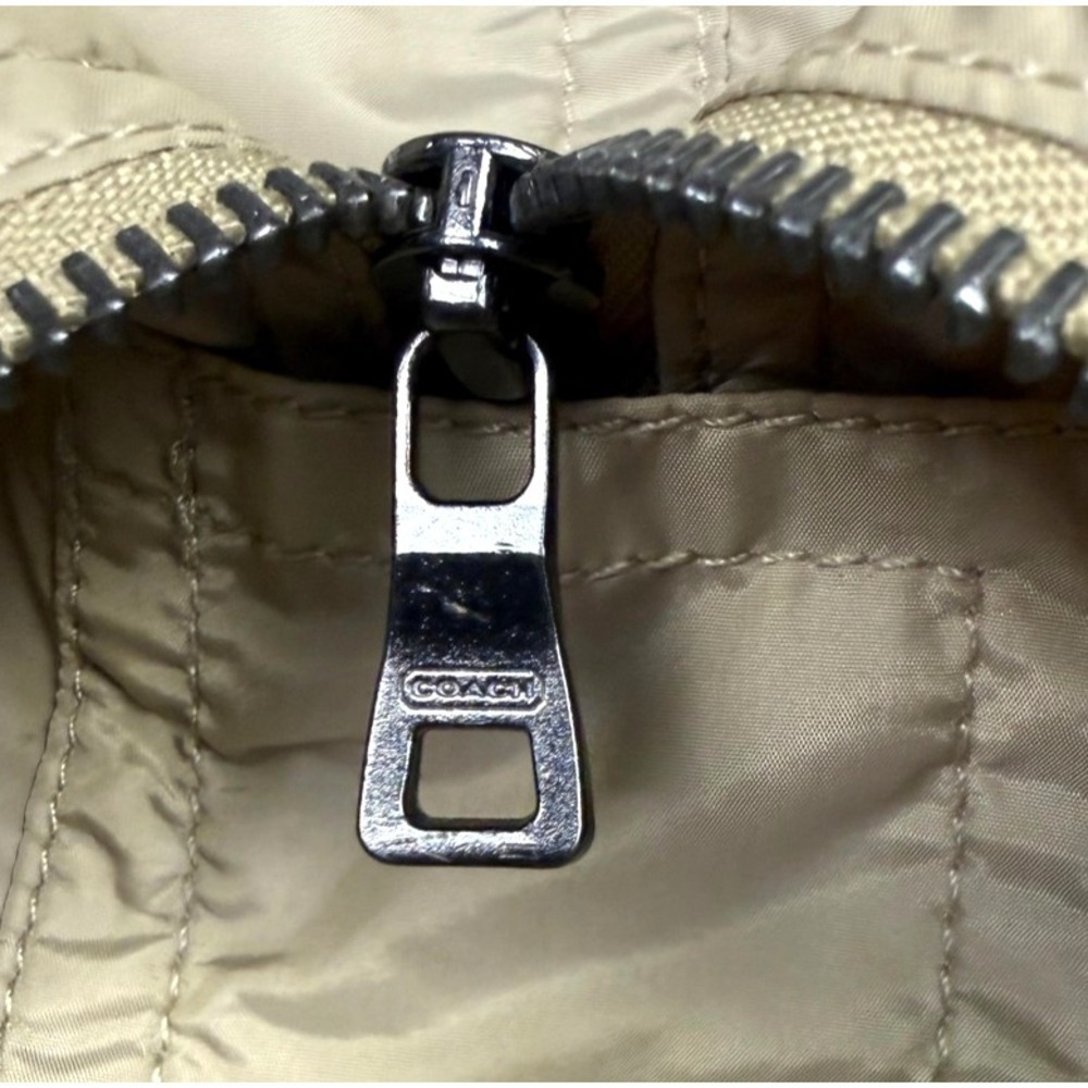 Coach Rain Coat Womens Large Beige Mid Length Zip Jacket Drawstring Pockets - Picture 6 of 10